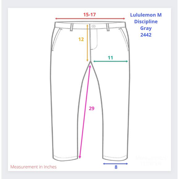 Lululemon Discipline Pants SIZE M Heathered Gray Sweatpants Zip Pockets M5572S - Picture 6 of 15